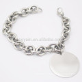 Billig Einfache Edelstahl Blank Silber Runde Charme Chain Armband